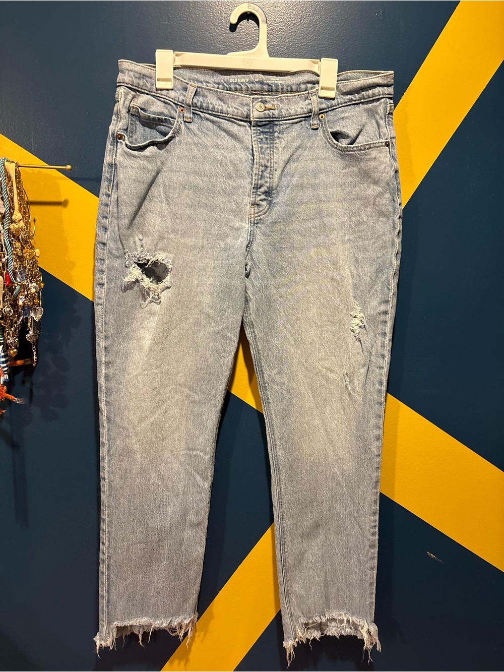 Old Navy Light Wash High Rise Slouchy Straight Leg Jeans EUC